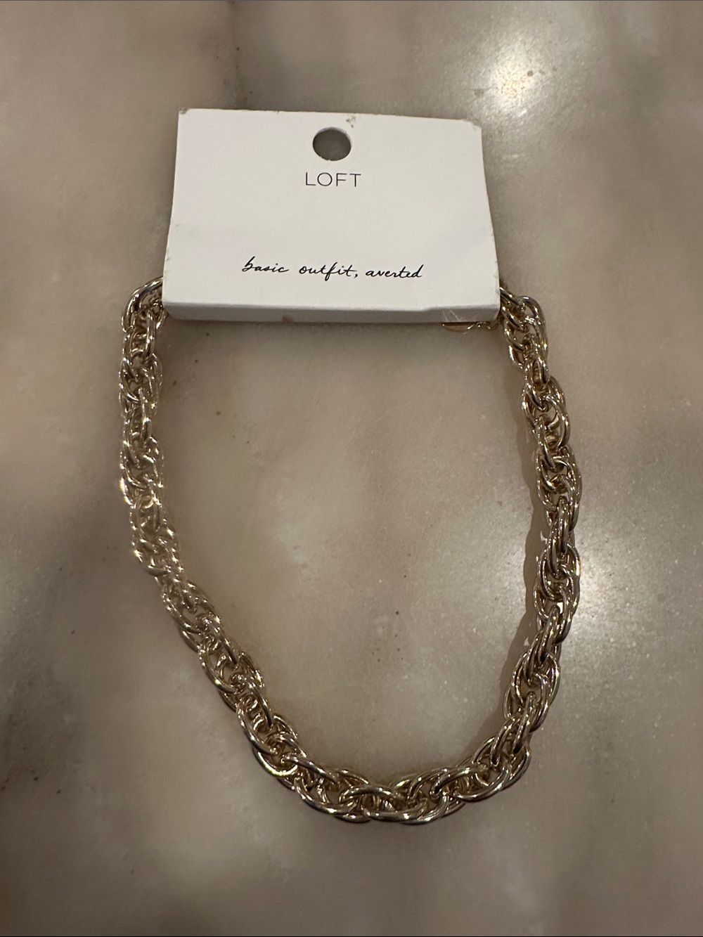 LOFT Shiny Gold Braided Link Necklace